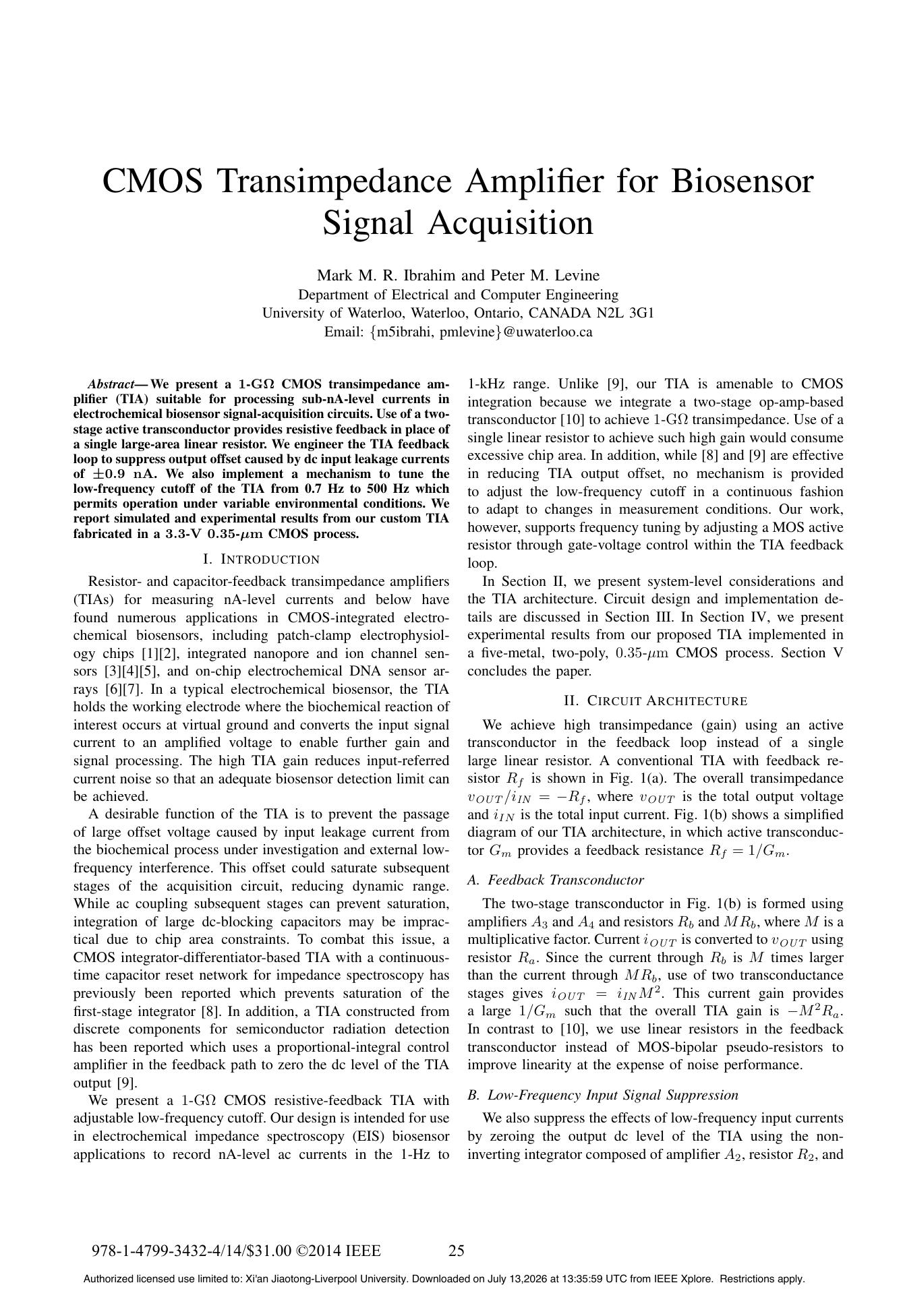 2014-cmos-transimpedance-amplifier-biosensor-signal-acquisition - Page 1